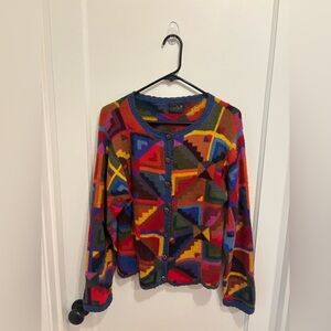 Perez Baby Alpaca Colorful Geometric Cardigan